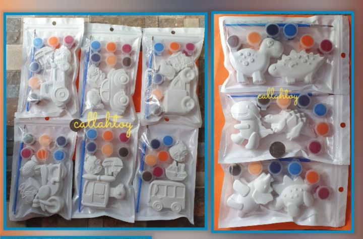 Plaster Casts for Painting Paint Girls Teddy Bear Figures Set