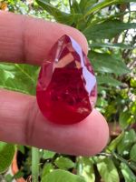 รูบี้ ทับทิม เหลี่ยมชั้น รูปPEAR หนักรวม 15 กะรัต CARATS ....(1 เม็ด)พลอย สังเคราะห์ LAB MADE THAI RUBY OVAL  13X19 MM มิลลิเมตร STEP CUT