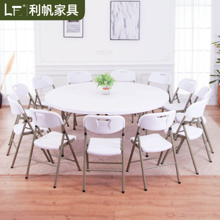 Foldable round Table Plastic Dining Table Simple Storage Large round