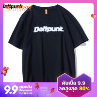 เสื้อทีเชิ้ตแขนสั้น daftpunk เสื้อคู่รักชายหญิงทรงหลวมลำลองคอตตอนแท้พิมพ์ลายแบบเรียบอินเทรนด์ฤดูใบไม้ผลิและฤดูร้อนคอกลม