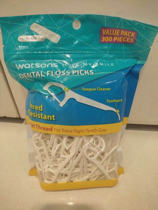 watson's dental floss picks flat thread 300' s Lazada PH