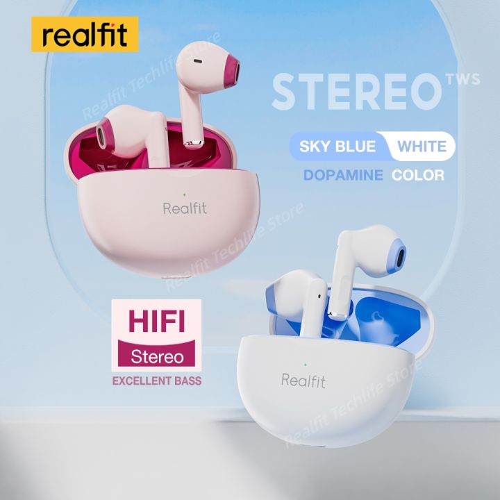 Realfit F2 Bluetooth Earphone Excellent Bass Wireless Earbuds with Mic Dopamine Color Matching