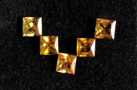 Yellow sapphire 1.45cts, 3.7 mm, square shape, 5 pcs, 100% natural gemstone.    ไพลินสีเหลือง 1.45cts, 3.7 มม. ทรงสี่เหลี่ยม 5 ชิ้น พลอยธรรมชาติ 100%