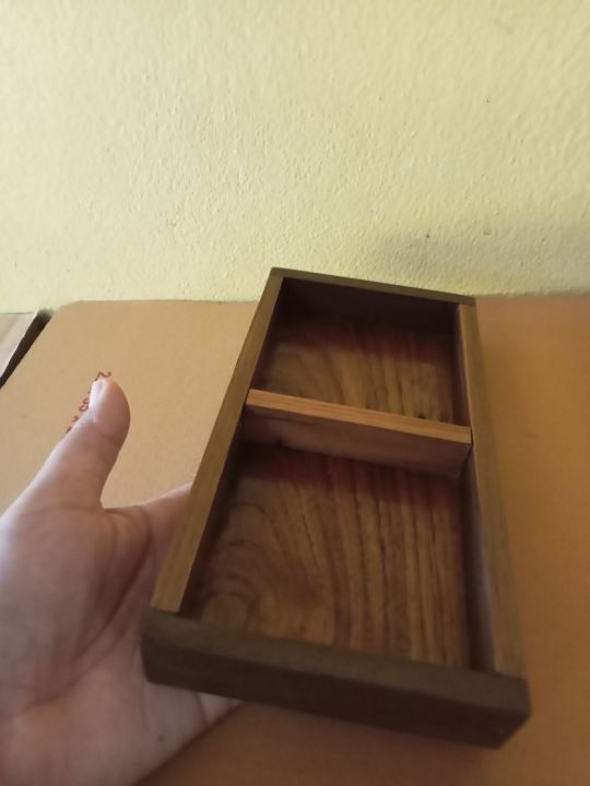 กล่องไม้สักเอนกประสงค์-กล่องใส่ของจิปาถะ-อุปกรณ์จัดเก็บบนโต๊ะทำงาน-กล่องมินิมอล