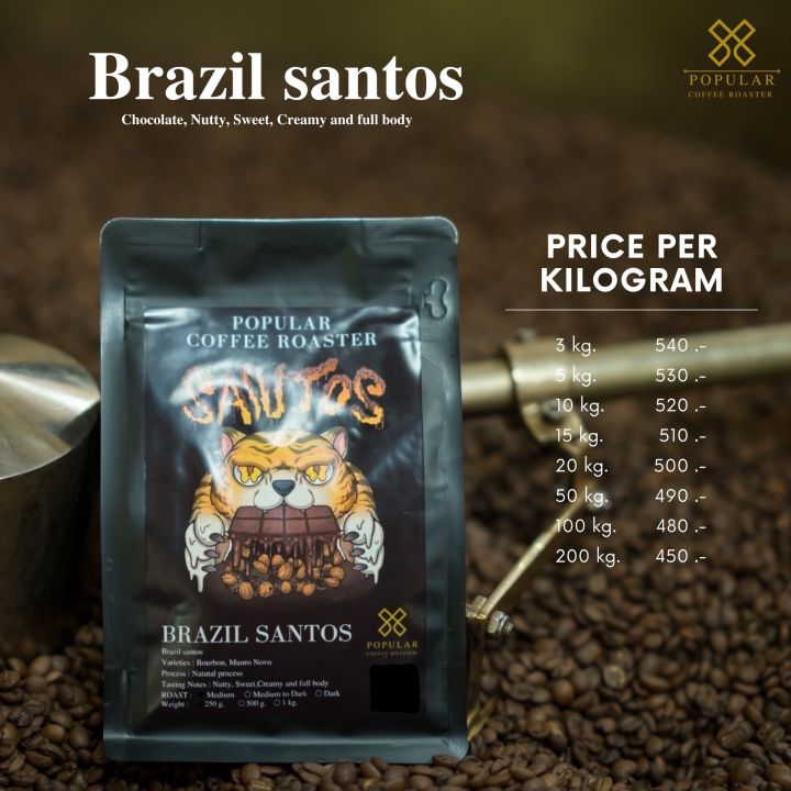 เมล็ดกาแฟคั่ว-brazil-santos-คั่วเข้ม