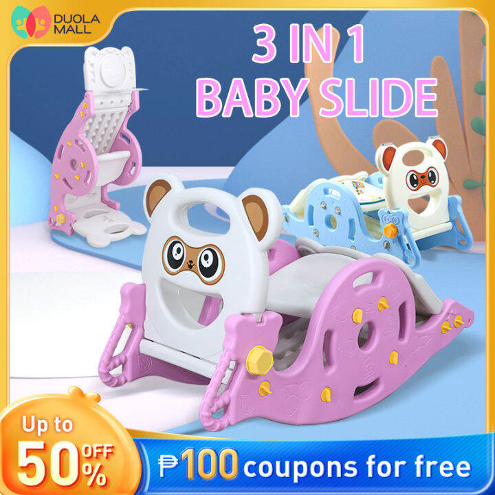 【3 IN 1】 Slide for Kids Playground Rocking House Baby Slide Basketball ...