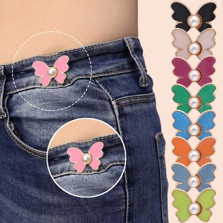 Waist Tightener Button Butterfly Adjustment Buckle Jeans Denim