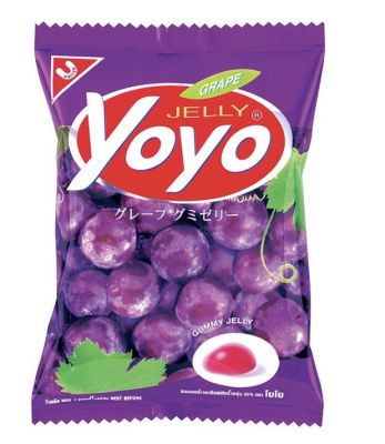 รส องุ่นJELLY YoYo วุ้นเจลาตินสำเร็จรูป ตราโยโย่ ขนมเยลลี่ สำเร็จรูป ขนาด 20 กรัม บรรจุ 12 ซอง