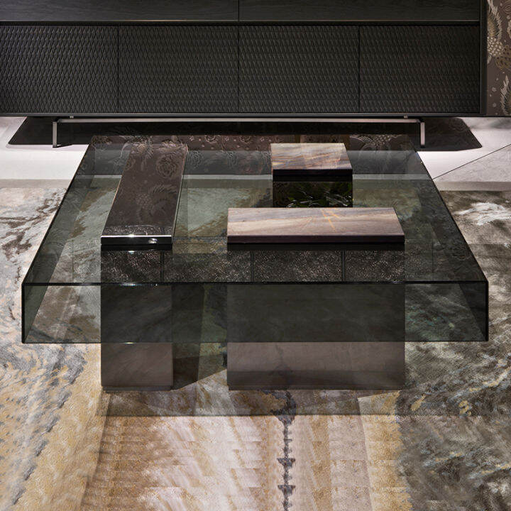 Italian Style Light Luxury Style Coffee Table Designer Tempered Glass