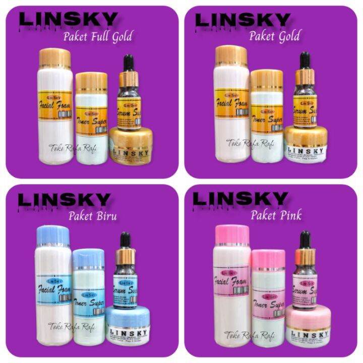 paket krim wajah linsky original super flek,jerawat,su…