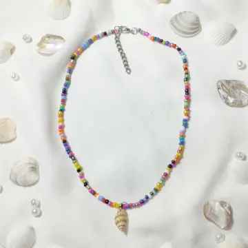 Summer Style Short Choker White Beads Necklace Shell Beach - Temu