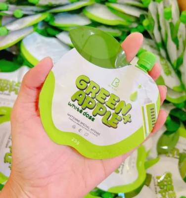 (แพ็ค 10 ซอง)ของแท้🍏🍏โดสแอปเปิ้ลเขียว Green Apple++ โดสเร่งขาวX10 ใช้คู่กับครีมทาผิวที่ใช้ประจำ