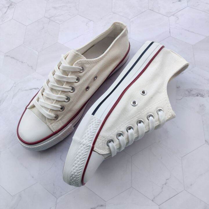 Advan Classic Cream Color Ladies Low Cut Women's Low Top Red Piping ...