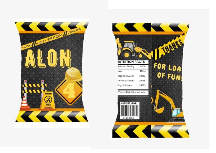 Customized Chip Bags Construction Theme Party Favors Giveaways | Lazada PH