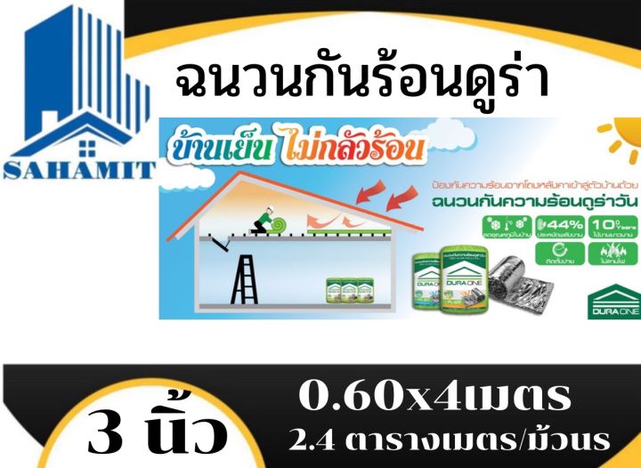 ฉนวกันร้อนดูร่า-3นิ้ว-2-4ตรม-ม้วน-ขนาด0-6-4เมตร