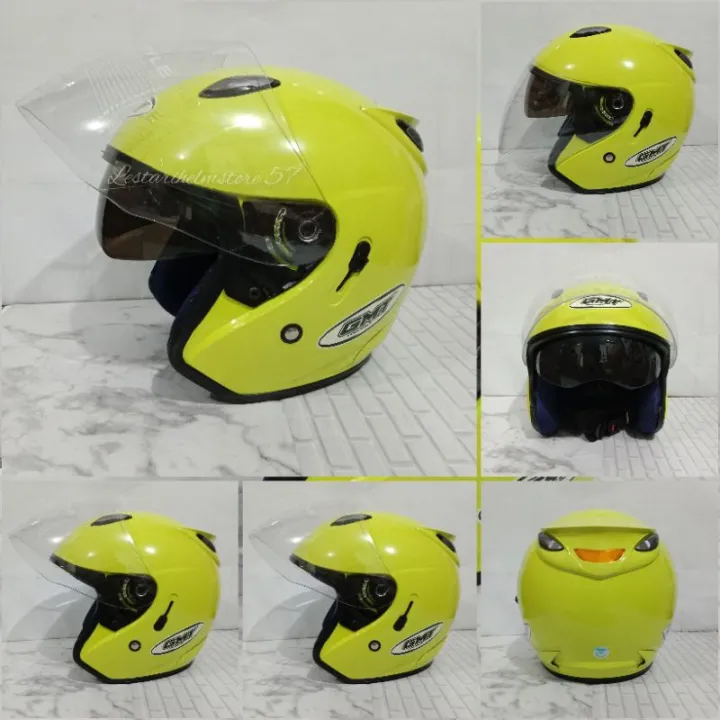 Helm Gmt Model Ink Centro Double Visor Warna Kuning Lemon Glossy