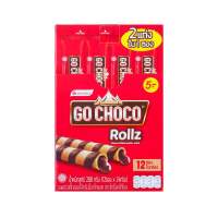 Go Choco Rollz Twin โก ช็อกโก้ โรล ทวิน  ขนม เวเฟอร์ สอดไส้ช็อกโกแลต 24 ก. รวม 12 ชิ้น