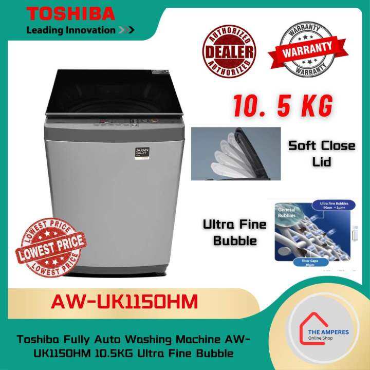 Toshiba Fully Auto Washing Machine AWUK1150HM 10.5KG Ultra Fine Bubble