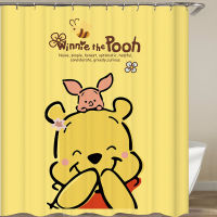 ผ้าแขวนตกแต่งม่านอาบน้ำม่านอาบน้ำม่านอาบน้ำกันน้ำสำหรับห้องน้ำม่าน Pooh ผ้าโพลีเอสเตอร์ลายหมีพูห์ม่านบังประตูตู้