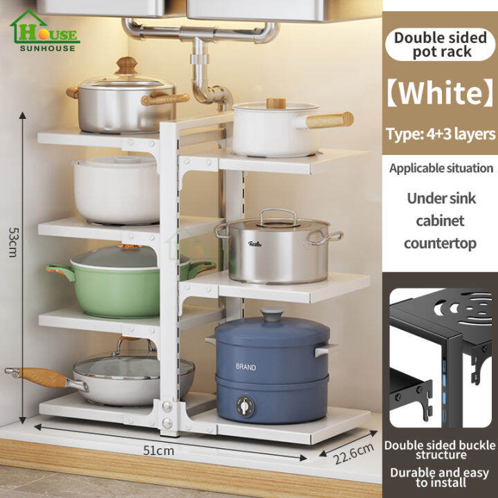 Kitchen rack Kitchen Pan Organizer 2-5 layer Adjustable High Carbon ...