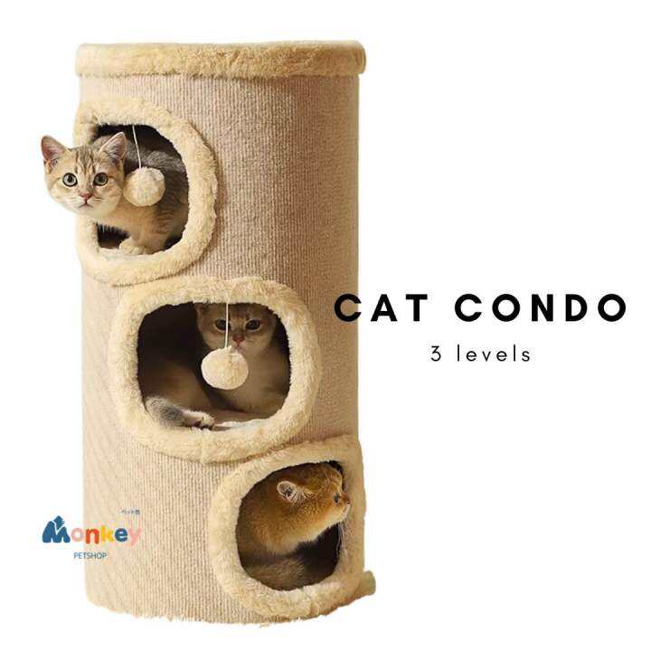 คอนโดแมวลับเล็บ-cat-condo-คอนโดแมวโมเดิร์น-แข็งแรงรองรับน้ำหนักได้มาก-ที่นอนแมว-บ้านแมว-กล่องแมว-ที่ลับเล็บแมว-monkey