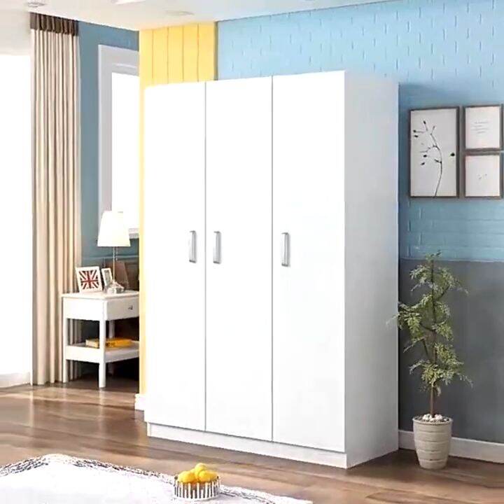 【COD】Wooden 3 Doors White wardrobes MultiFunctional Wardrobe Clothes