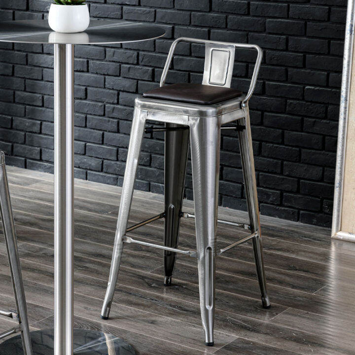 Iron Metal Bar Stool Stainless Steel Bar Stool Stackable Minimalist Bar