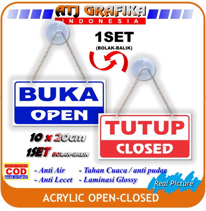 Acrylic new buka tutup open closed papan akrilik pintu toko kantor dll ...