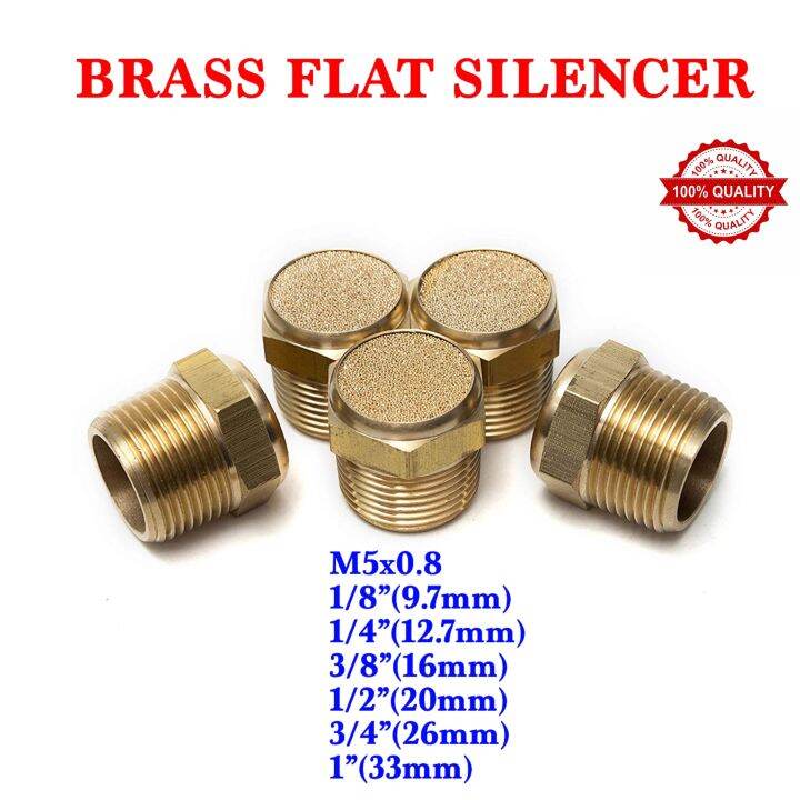 Brass Flat Silencer M5x0.8 1/8” 1/4” 3/8” 1/2” 3/4” 1” Brass Silencer