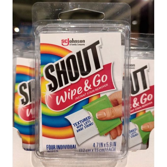 Shout Wipes, Wipe And Go Instant Stain Remover, Laundry Stain And