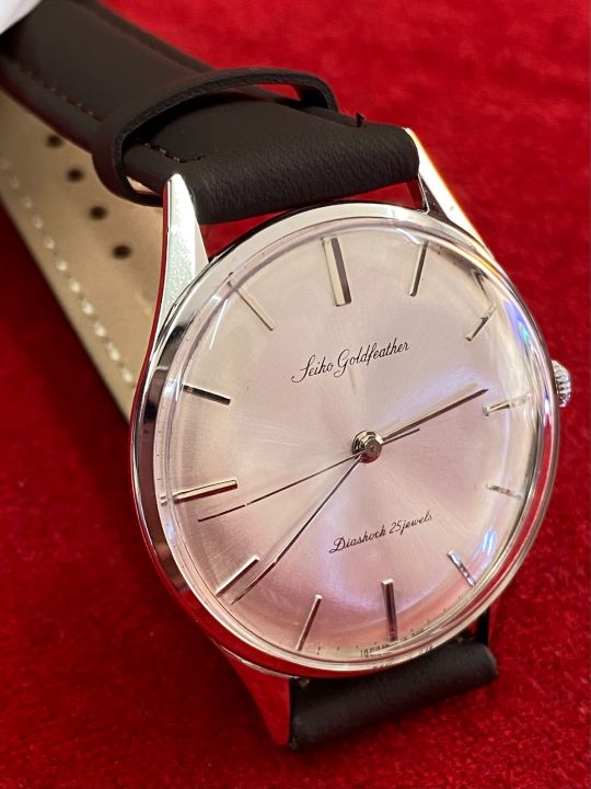 seiko-goldfeather-diashock-25-jewels-รุ่นขนนกทองคำ-ระบบไขลาน-ตัวเรือน-goldfeather-นาฬิกาผู้ชาย-นาฬิกามือสองของแท้