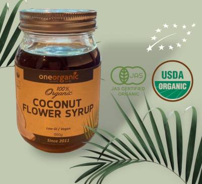 น้ำตาลดอกมะพร้าวไซรัป 550g บรรจุขวดโหลแก้ว coconut flower syrup