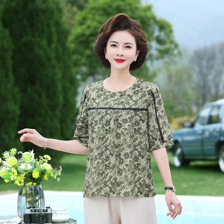 Mom's Summer Suit Women 2023 New Fashionable Middle and Old Age