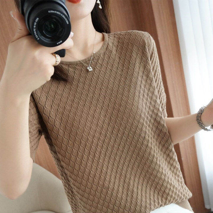 Áo Mặc Trong Tơ Tằm Lụa Thật Áo Thương Hiệu Lớn Xa Xỉ Cao Cấp Quần Áo Nữ  Mùa Hè Ngắn Tay Áo Sơ Mi Mẫu Mới Năm 2023 | Lazada.Vn