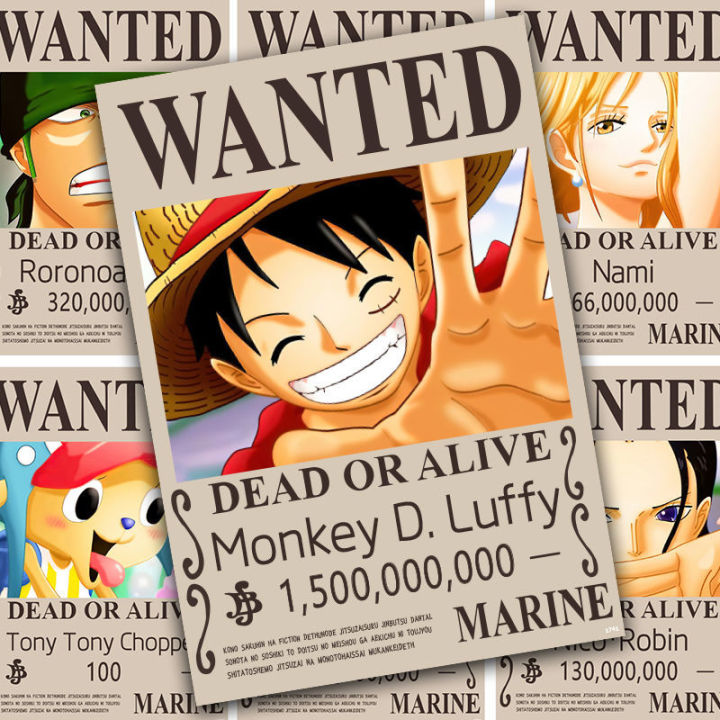 One Piece Reward Order Wall Sticker King of the Sea Luffy Zoro Seven ...