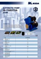 IKEDA  ปั๊มน้ำอัตโนมัติ รุ่น IK-TQS370A ปั๊มน้ำ 370 วัตต์ 220V ปั๊มน้ำ รับประกัน 1 ปี