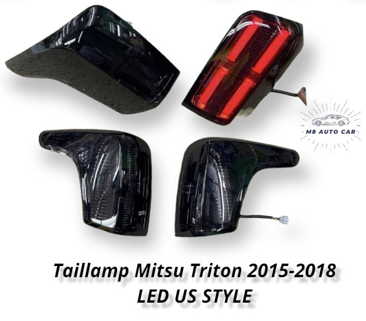 ไฟท้าย triton 2015 ไฟท้ายแต่ง ไตรตัน led Taillamp Mitsubishi Triton led us style smoke