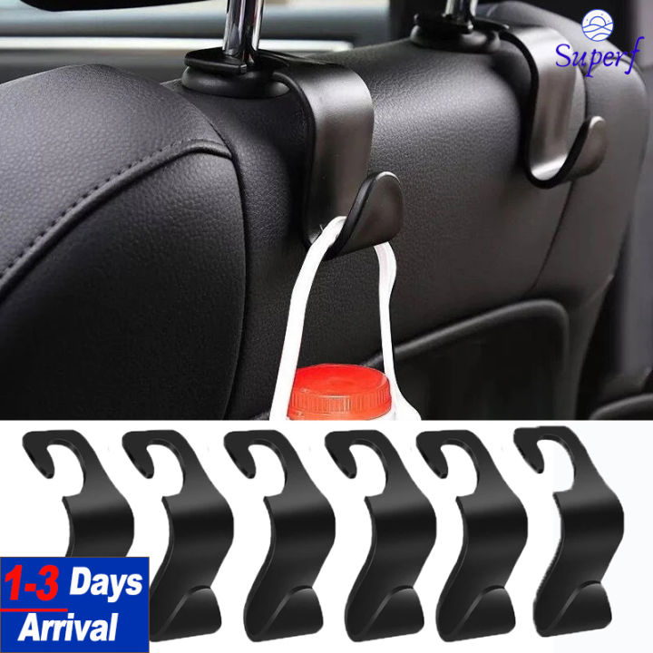 From Manila】Universal Car Seat Back Headrest Hanger Hook for Handbag Purse  Plastic Bag Hooks Fastener Clip Car Interior Organizer