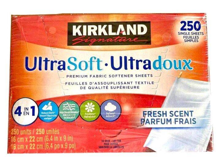 Imported! Kirkland Ultrasoft Fabric Softener Dryer Sheet 250 sheets