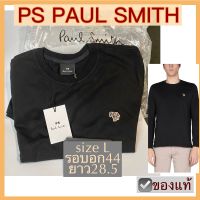 เสื้อแขนยาว PS PAUL SMITH สีดำ ปักลาย ม้าลาย สีรุ้ง ของแท้ พอล สมิธ ผ้าคอตตอน t-shirt เสื้อยืด แขนจั๊ม sie L