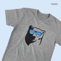 bank’s Bear T-Shirt in Grey Color Cotton USA เสื้อยืดสีเทา เสื้อยืดลายหมี เสื้อยืดคุณภาพดี