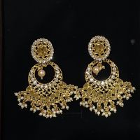 EVINCO STONE GOLD PLATED CHAND BALI