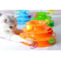 PC-004 ของเล่นแมว รางบอลทาวเวอร์ 3ชั้น คอนโดแมว บอลแมว Plastic Three Levels Tower Tracks Cat Toy