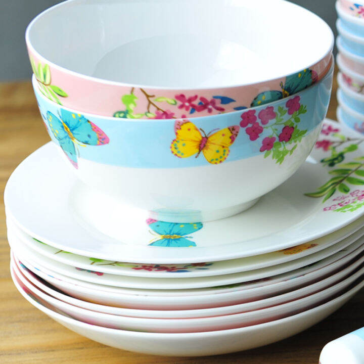 Bowl Set Bone China Tableware Korean Style Creative Bowl Dish & Plate