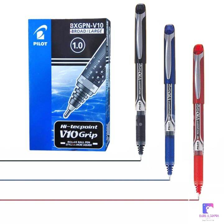 PILOT HiTecpoint V10 Grip 1.0mm Sign Pen BLACK/RED/BLUE 1Pc/12Pcs