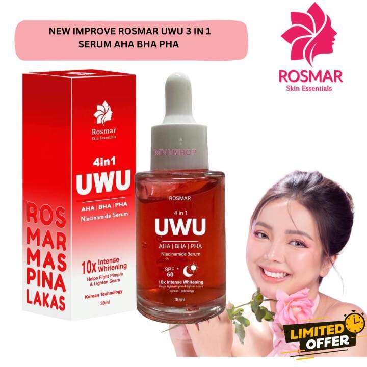 NEW ROSMAR UWU 3 in 1 AHA BHA PHA Serum with SPF 60 MINIMIZE PORES ...