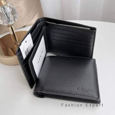 ✨ของแท้100%✨ กระเป๋าสตางค์ชาย COMPACT ID WALLET IN SPORT CALF LEATHER COACH F74991 74991