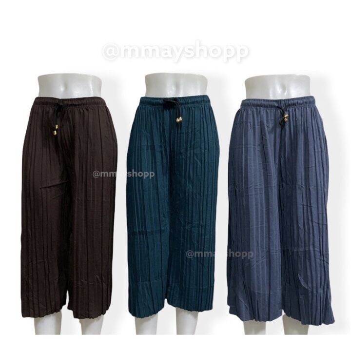 กางเกงพลีท-ขาบาน-หลากสี-พร้อมส่ง