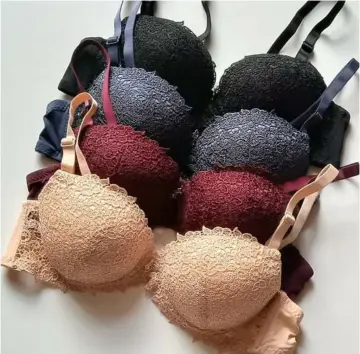 Women Luxurious Floral Lace Balconette Bras Padded Underwire Push up Bra B  cup 34-38 5 Colors 105