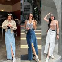 MALIMAYS - Maddy denim skirt กระโปรงยีนส์ยาวผ่าหน้า